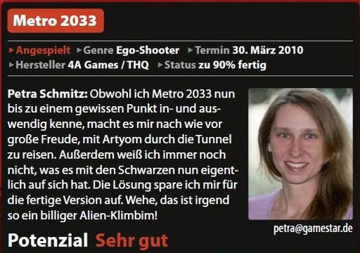 Метро 2033: Последнее убежище - Метро 2033, Перевод статьи из немецкого GameStar за 03/2010